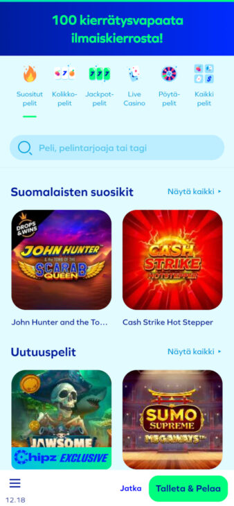 Chipz kasino ilman rekisteröitymistä mobiilissa