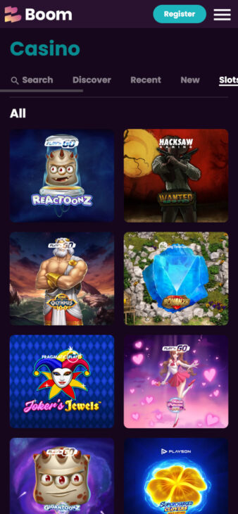 Boom Casinon ilman rekisteröitymistä peliaula