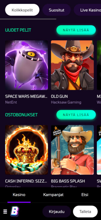 Buumi-kasinon ilman rekisteröitymistä peliaula