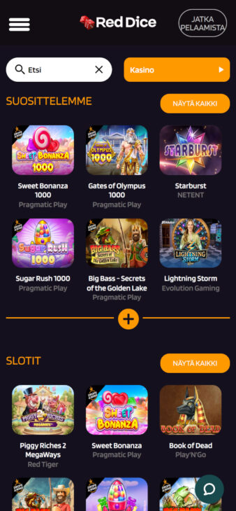 RedDice nettikasino mobiilissa