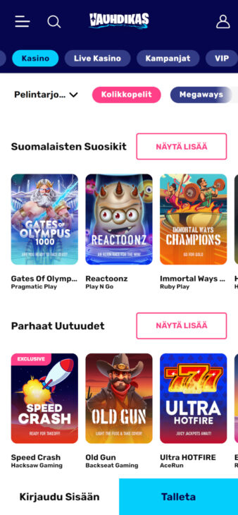 Vauhdikas kasinon peliaula mobiilissa