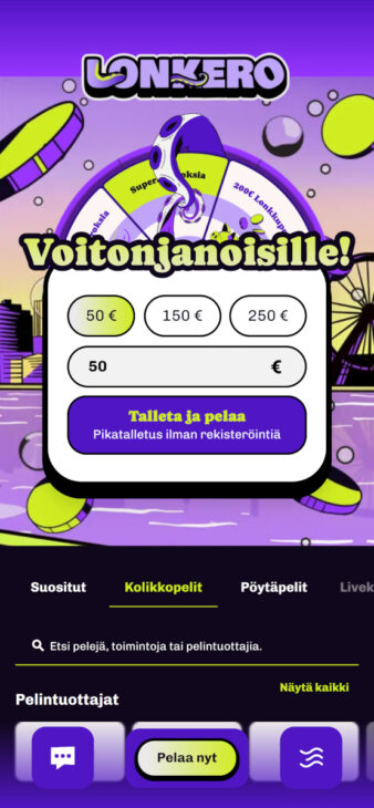 lonkero kasinon ilman rekisteröitymistä peliaula