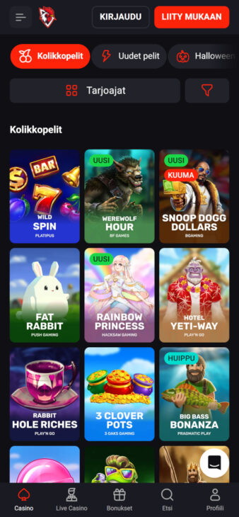 rooster bet kasinon ilman rekisteröintiä peliaula