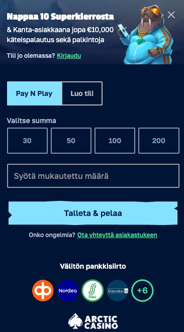 Arctic Casino mobiilissa
