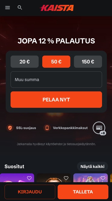Kaista Casino mobiilissa