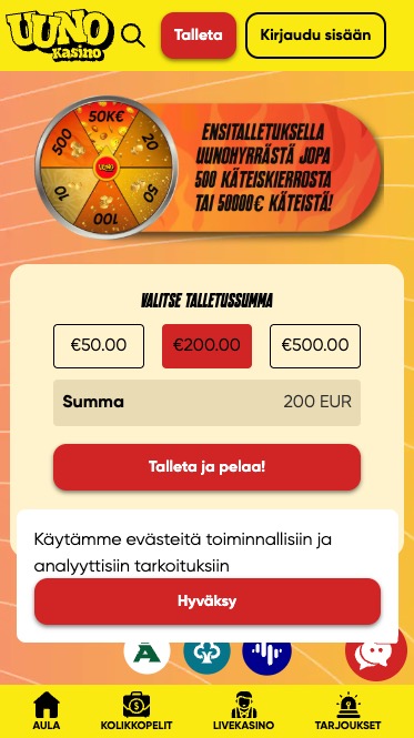 Uuni Kasino mobiilissa
